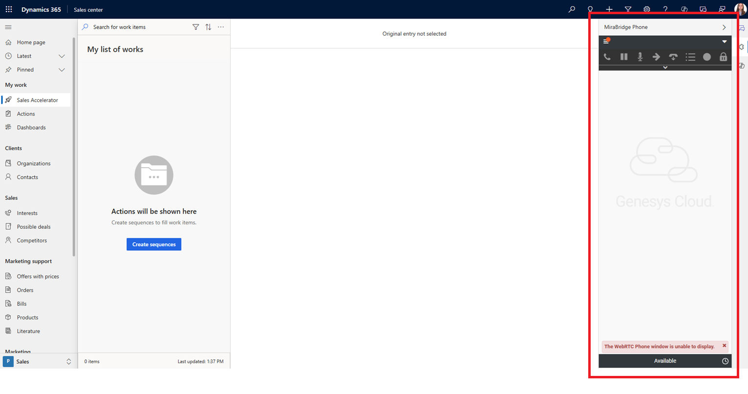 MiraBridge Phone in Dynamics 365